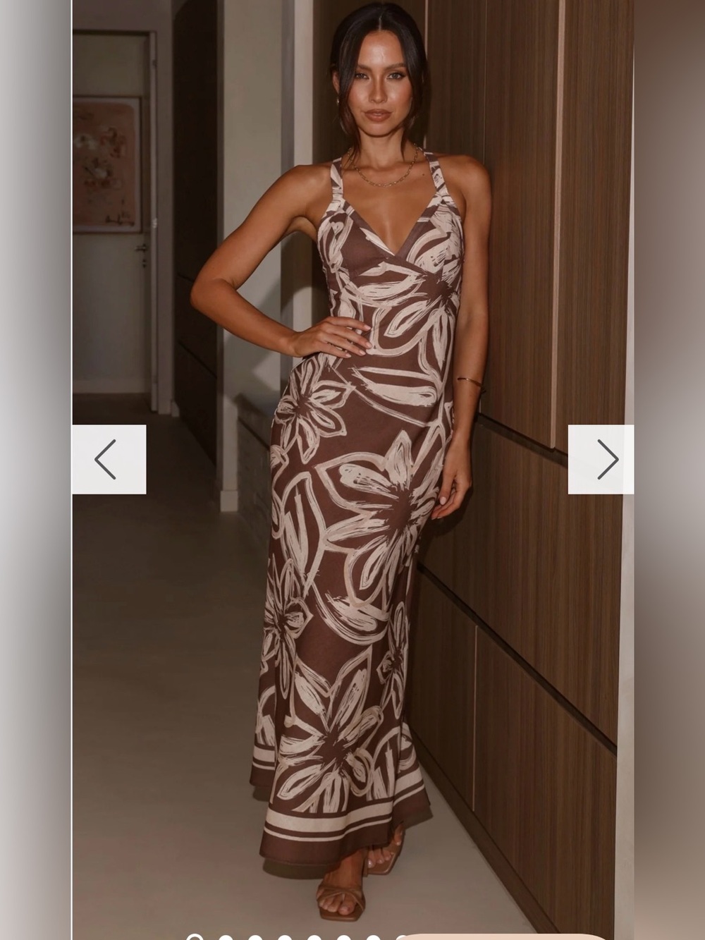 Billy J Briana Halter Maxi Dress - Chocolate Floral- US 10
